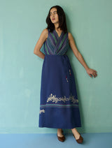 Sira Border Linen Floral Co-ord Set - Indigo