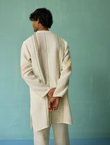 Haruto Hand-Embroidered Floral Kurta Set - Ivory