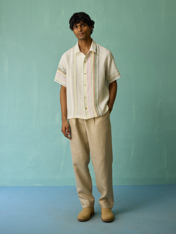 Heath Camp Collar Linen Shirt - Ivory