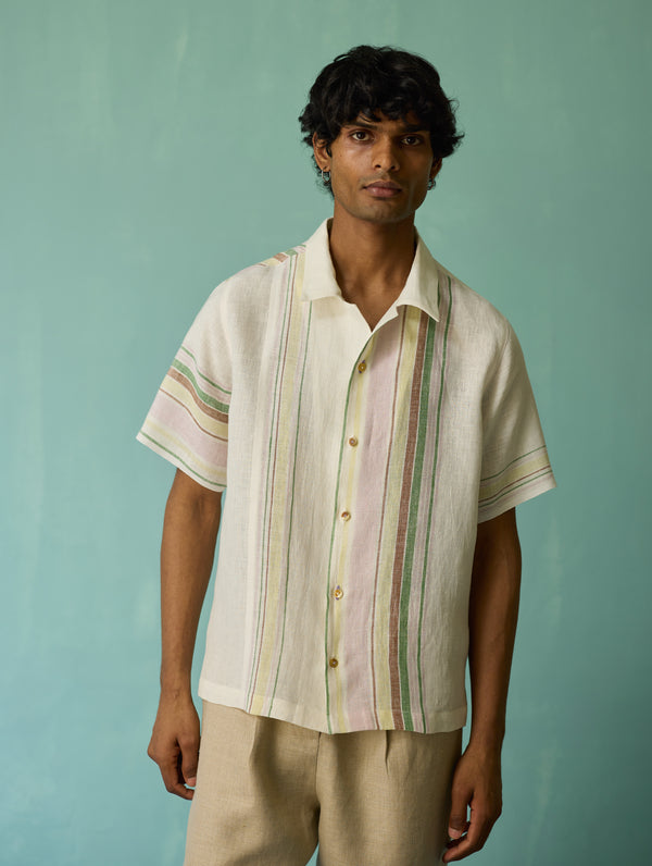 Heath Camp Collar Linen Shirt - Ivory