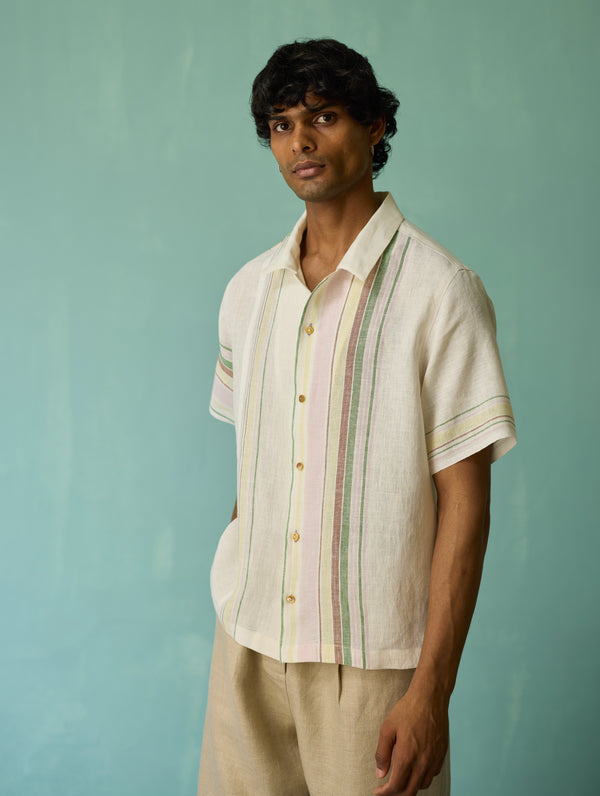 Heath Camp Collar Linen Shirt - Ivory