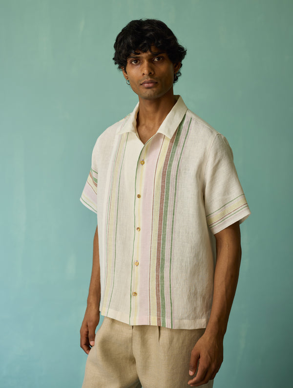 Heath Camp Collar Linen Shirt - Ivory