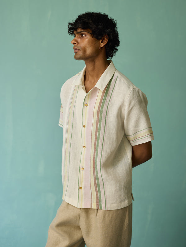 Heath Camp Collar Linen Shirt - Ivory