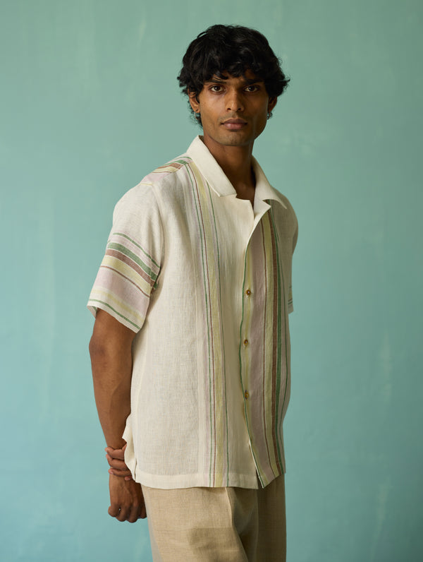 Heath Camp Collar Linen Shirt - Ivory