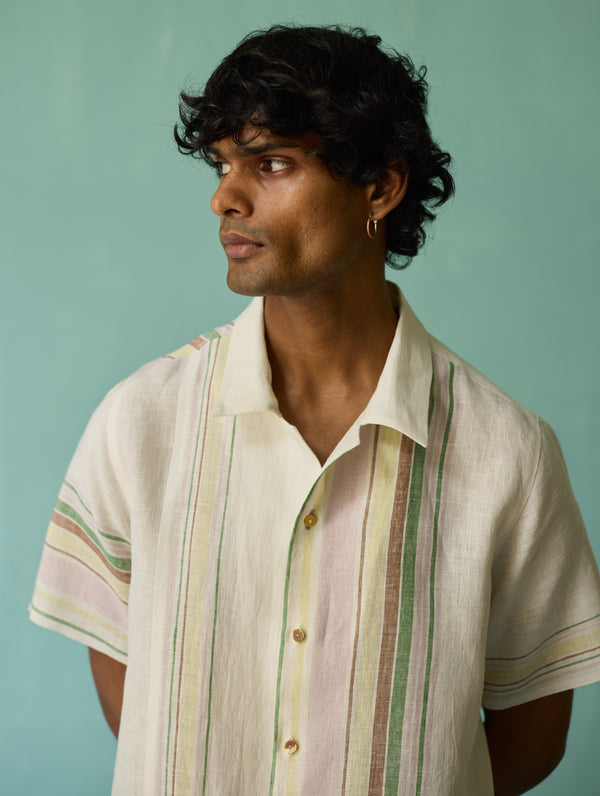 Heath Camp Collar Linen Shirt - Ivory