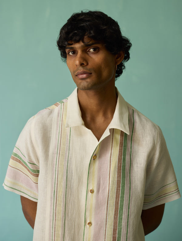 Heath Camp Collar Linen Shirt - Ivory