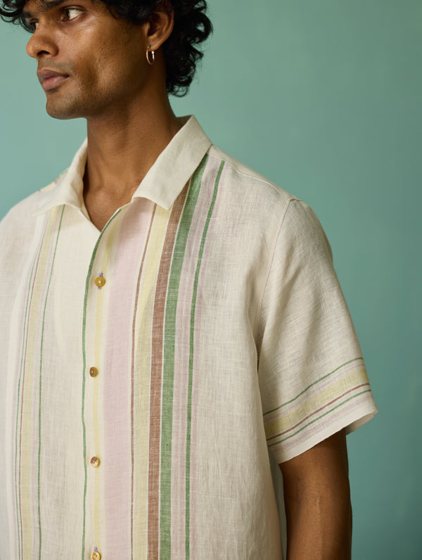 Heath Camp Collar Linen Shirt - Ivory