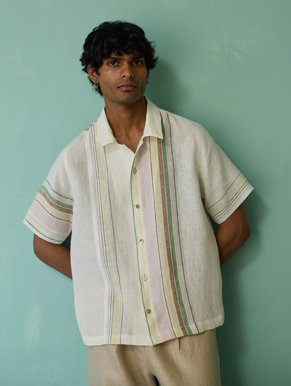 Heath Camp Collar Linen Shirt - Ivory