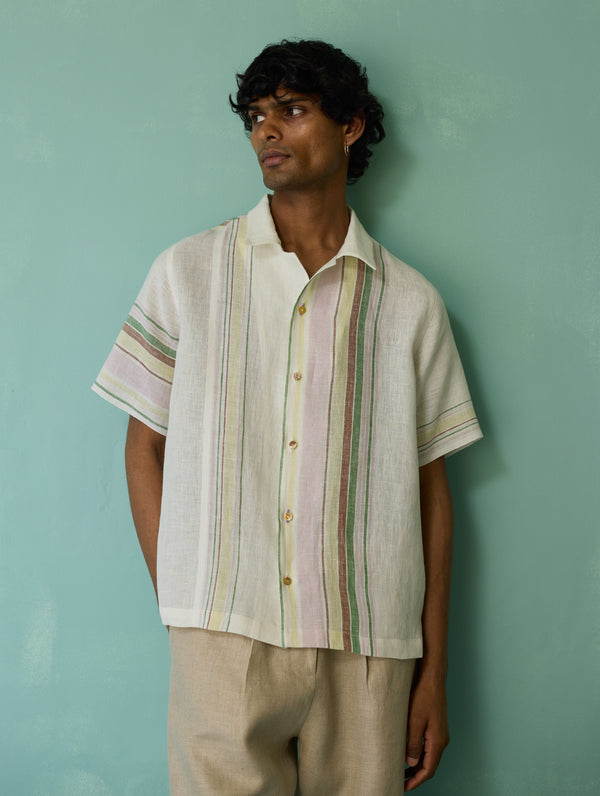 Heath Camp Collar Linen Shirt - Ivory