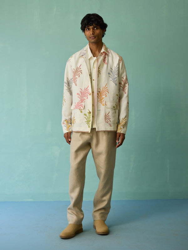 Bardor Floral Block-Printed Jacket - Ivory