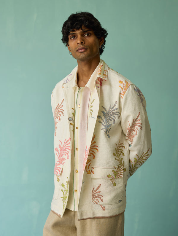 Bardor Floral Block-Printed Jacket - Ivory