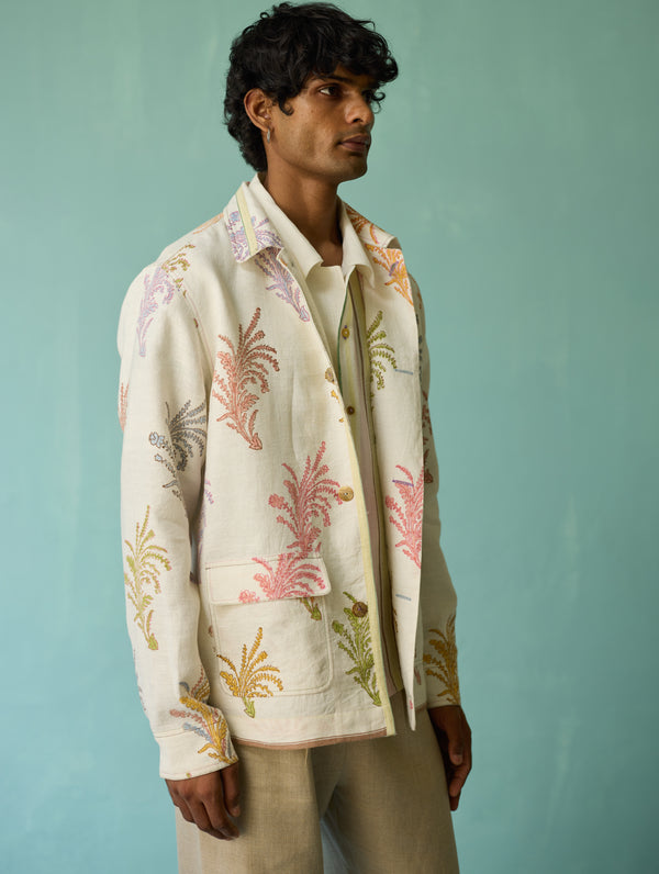 Bardor Floral Block-Printed Jacket - Ivory