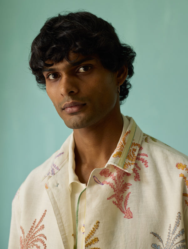 Bardor Floral Block-Printed Jacket - Ivory