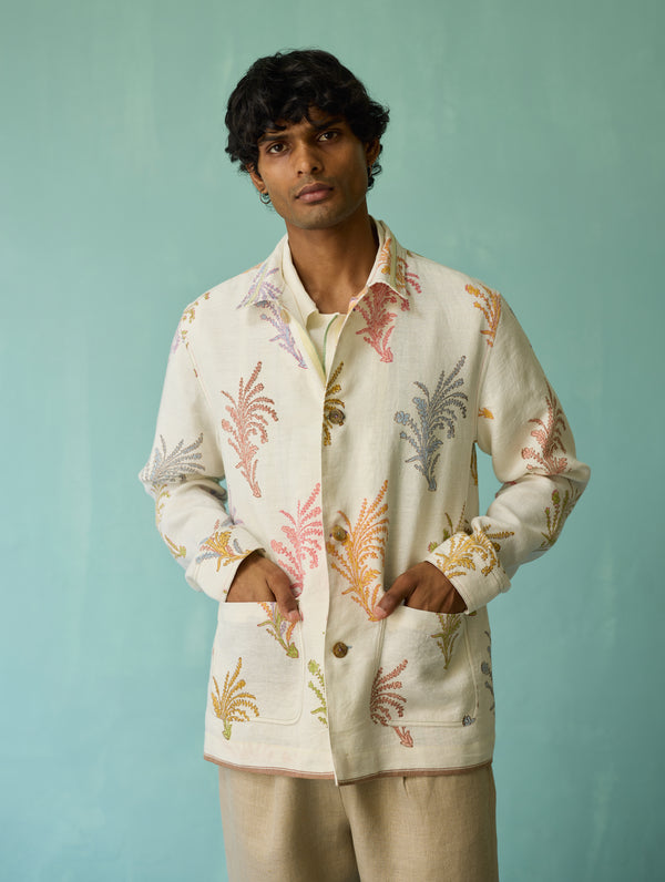 Bardor Floral Block-Printed Jacket - Ivory