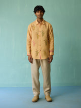 Arden Block-Printed Floral Shirt - Apricot