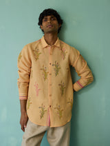 Arden Block-Printed Floral Shirt - Apricot