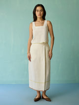 Eon Hand-Embroidered Floral Vest Co-ord Set - Ivory