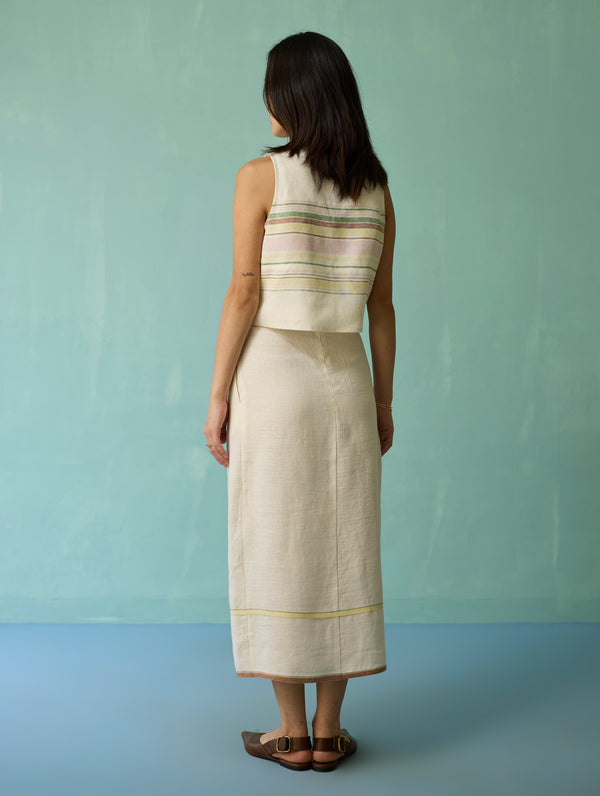 Eon Hand-Embroidered Floral Vest Co-ord Set - Ivory