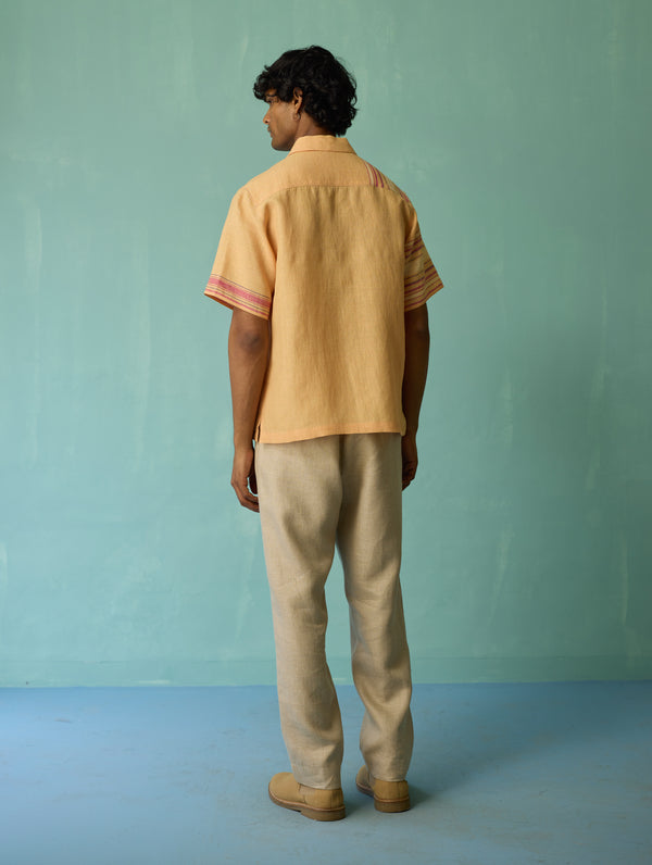 Heath Camp Collar Linen Shirt - Apricot