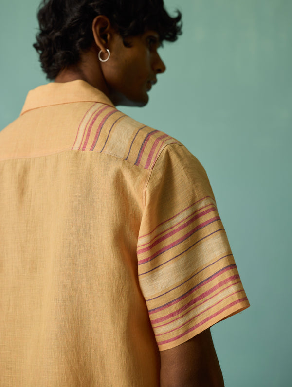 Heath Camp Collar Linen Shirt - Apricot