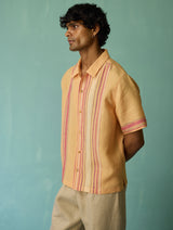 Heath Camp Collar Linen Shirt - Apricot