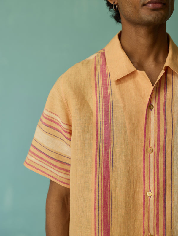 Heath Camp Collar Linen Shirt - Apricot