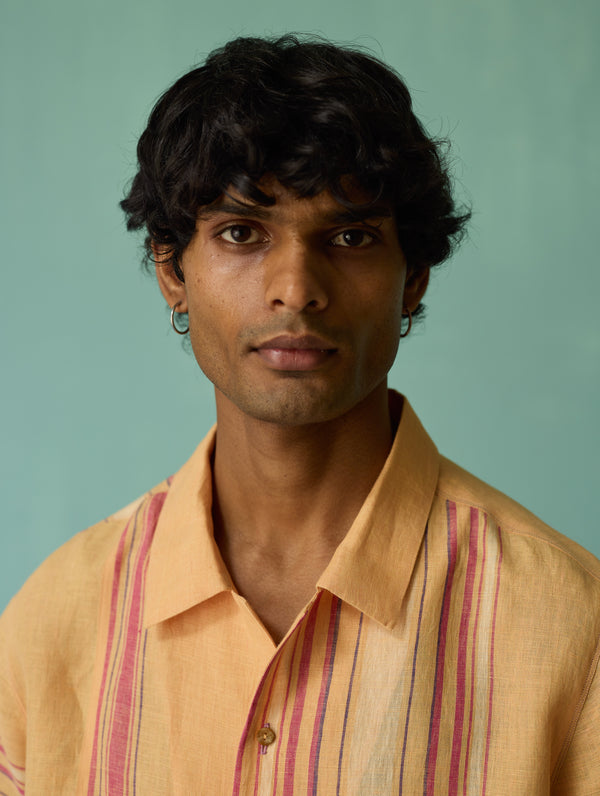 Heath Camp Collar Linen Shirt - Apricot