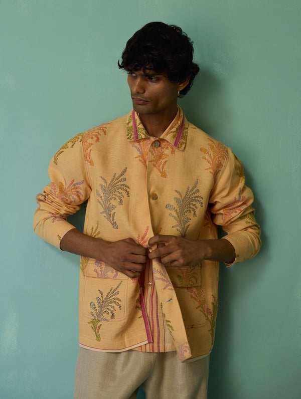 Bardor Floral Block-Printed Jacket - Apricot