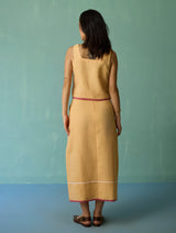 Eon Hand-Embroidered Floral Vest Co-ord Set - Apricot