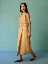 Eon Hand-Embroidered Floral Vest Co-ord Set - Apricot