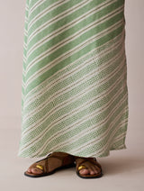 Orta Stripe Linen Bias Sleeveless Dress - Fern