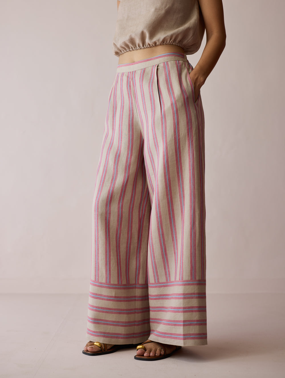 Venn Pleated Linen Co-ord Set - Natural