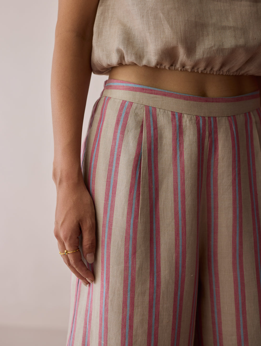 Venn Pleated Linen Co-ord Set - Natural