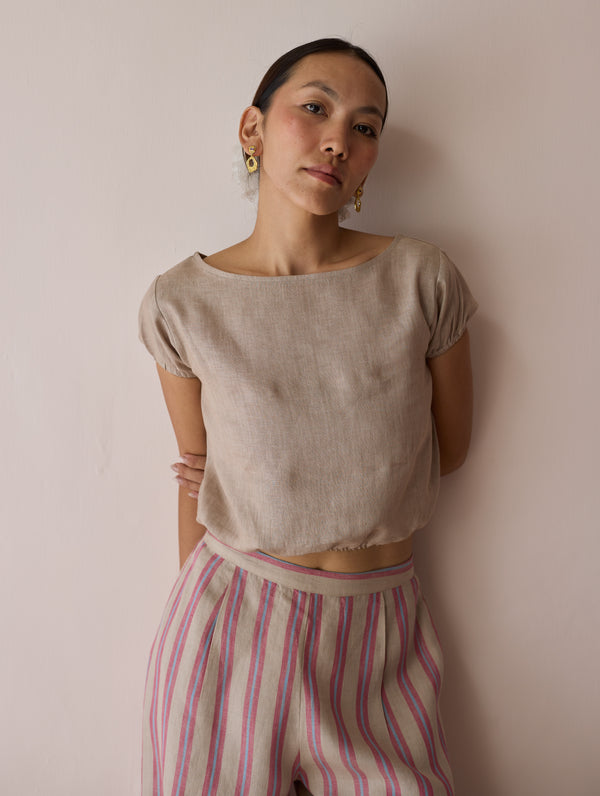 Rimi Linen Crop Top - Natural