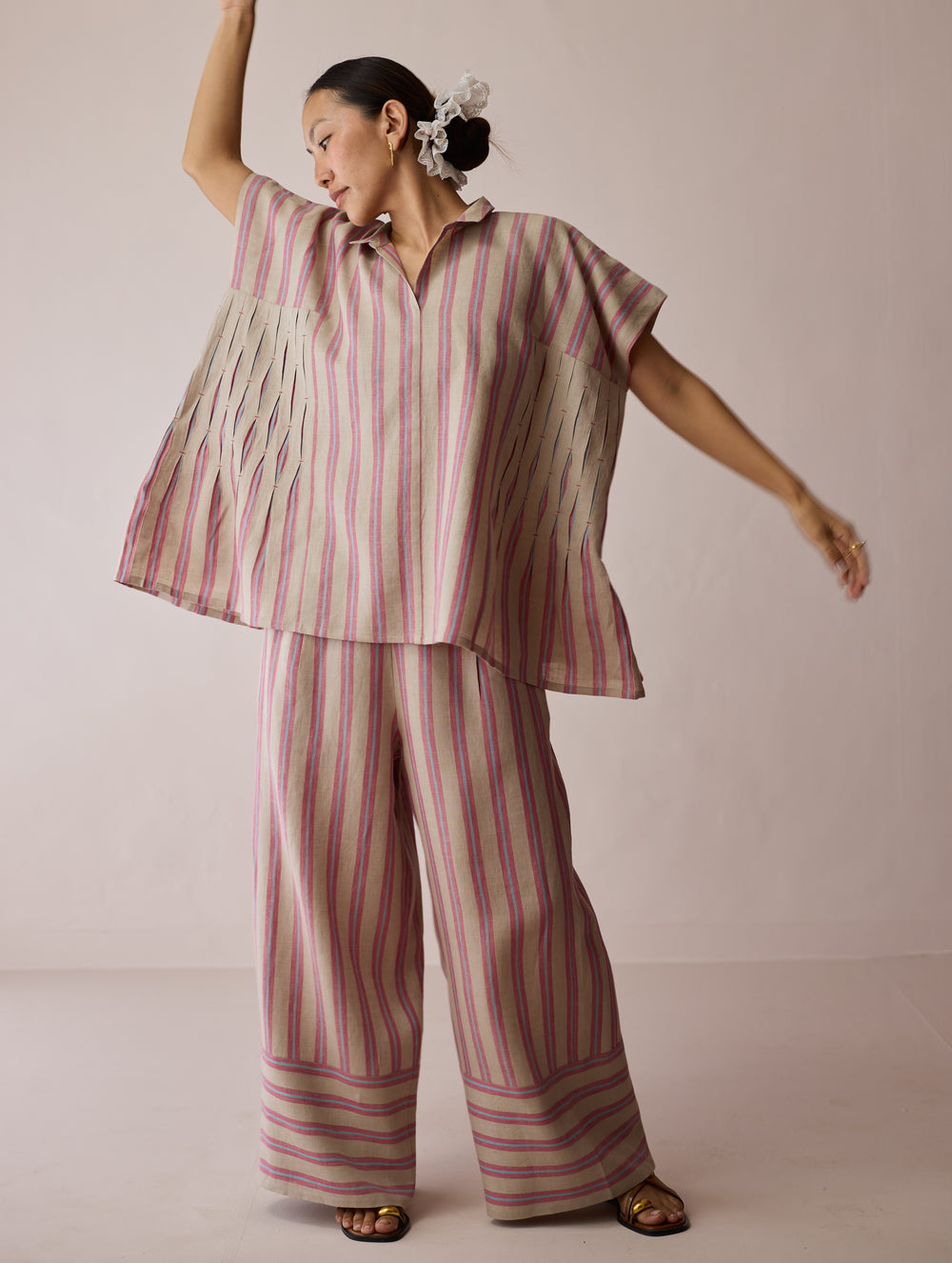 Venn Pleated Linen Co-ord Set - Natural
