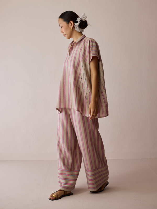 Venn Pleated Linen Co-ord Set - Natural