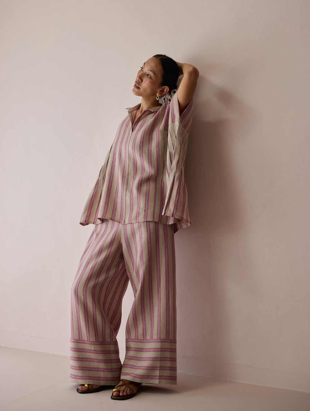 Venn Pleated Linen Co-ord Set - Natural