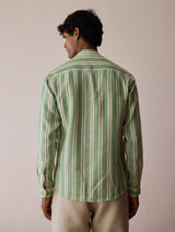 Ari Stripe Linen Block-Printed Shirt - Fern