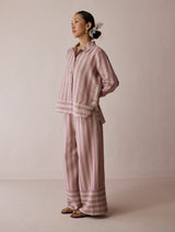 Erra Block-Printed Stripe Linen Shirt - Natural