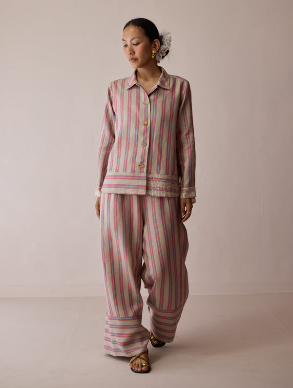 Erra Block-Printed Linen Co-ord Set - Natural