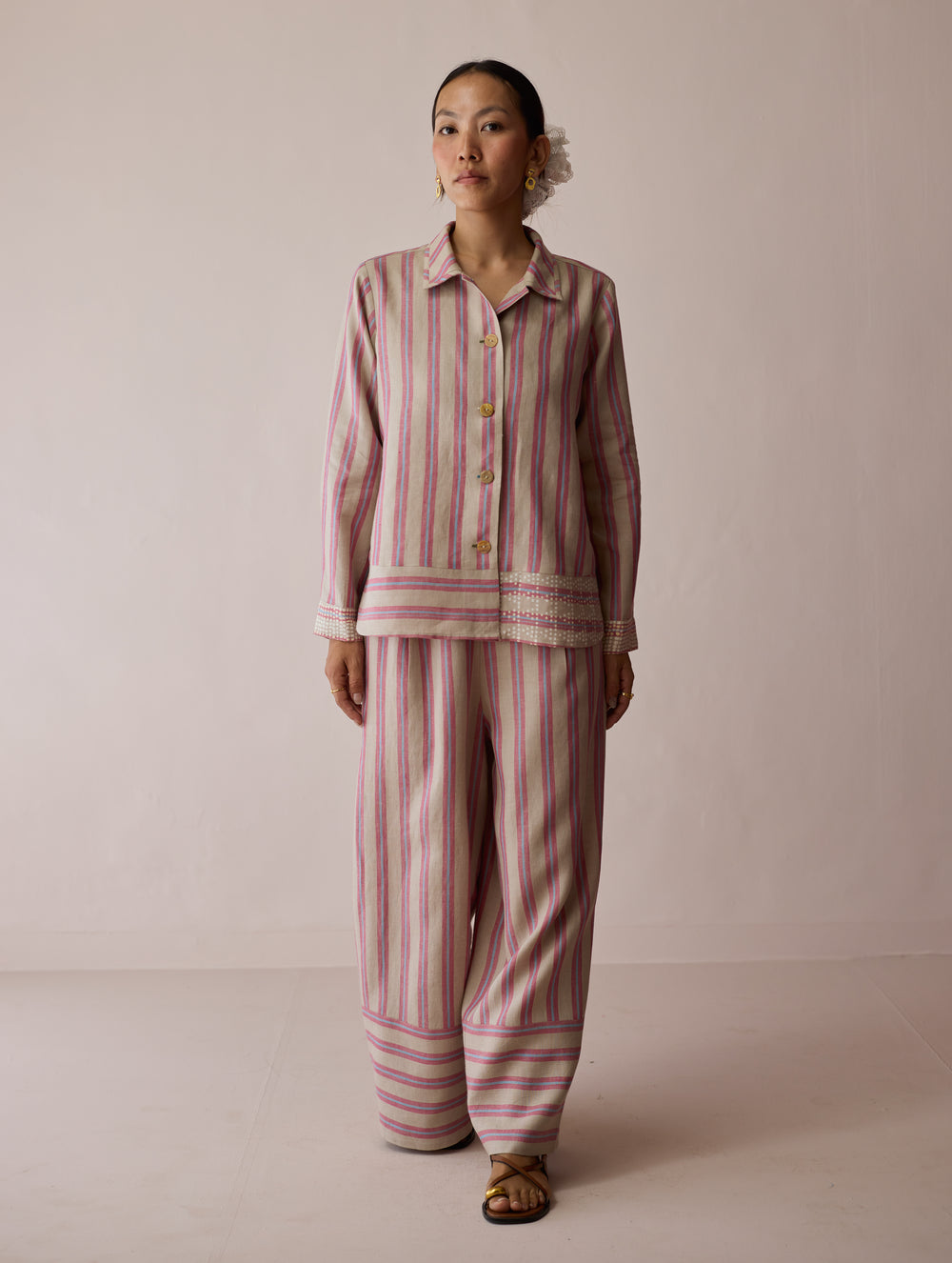 Erra Block-Printed Linen Co-ord Set - Natural