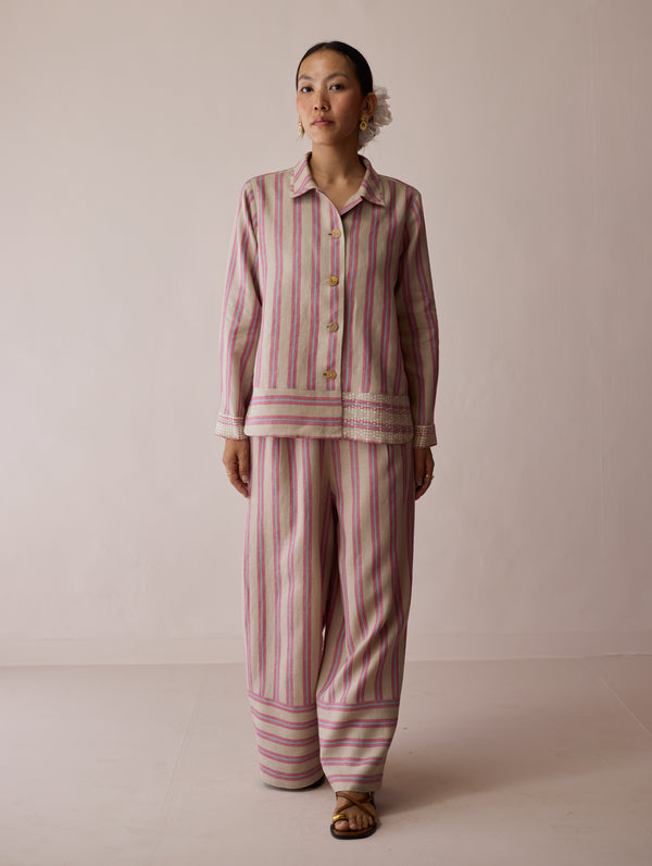 Erra Block-Printed Linen Co-ord Set - Natural