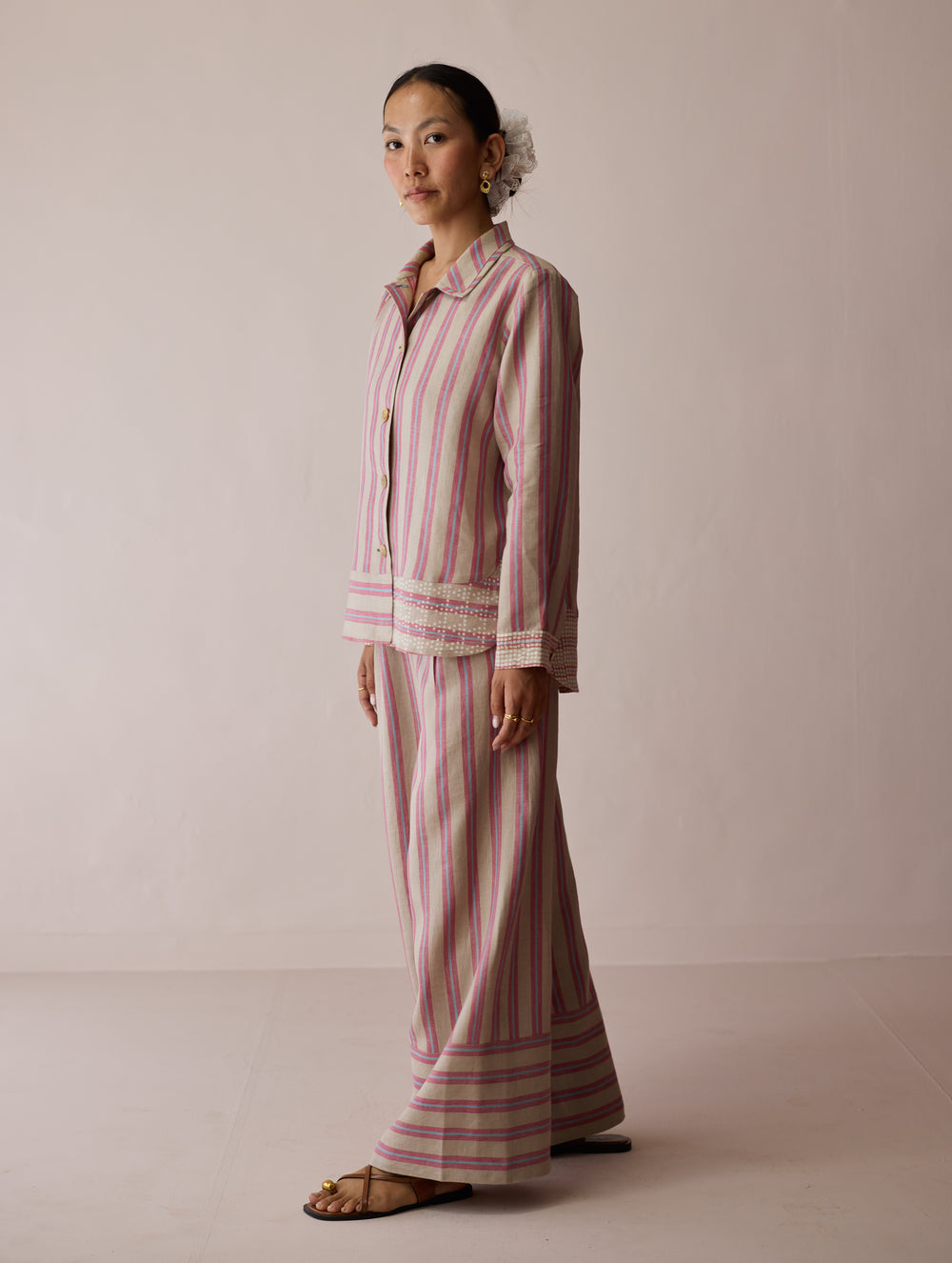 Erra Block-Printed Linen Co-ord Set - Natural