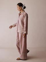 Erra Block-Printed Stripe Linen Shirt - Natural