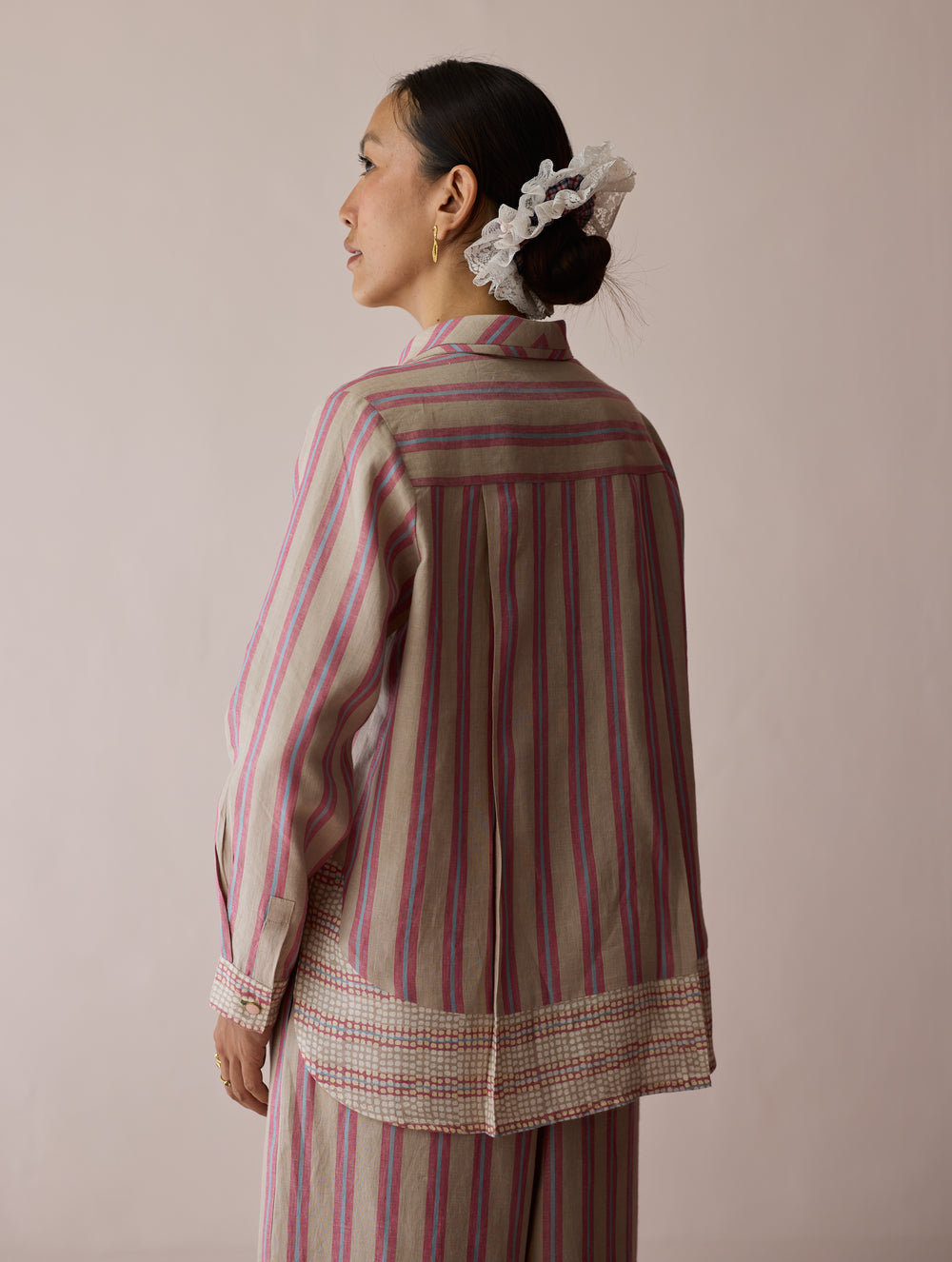 Erra Block-Printed Stripe Linen Shirt - Natural