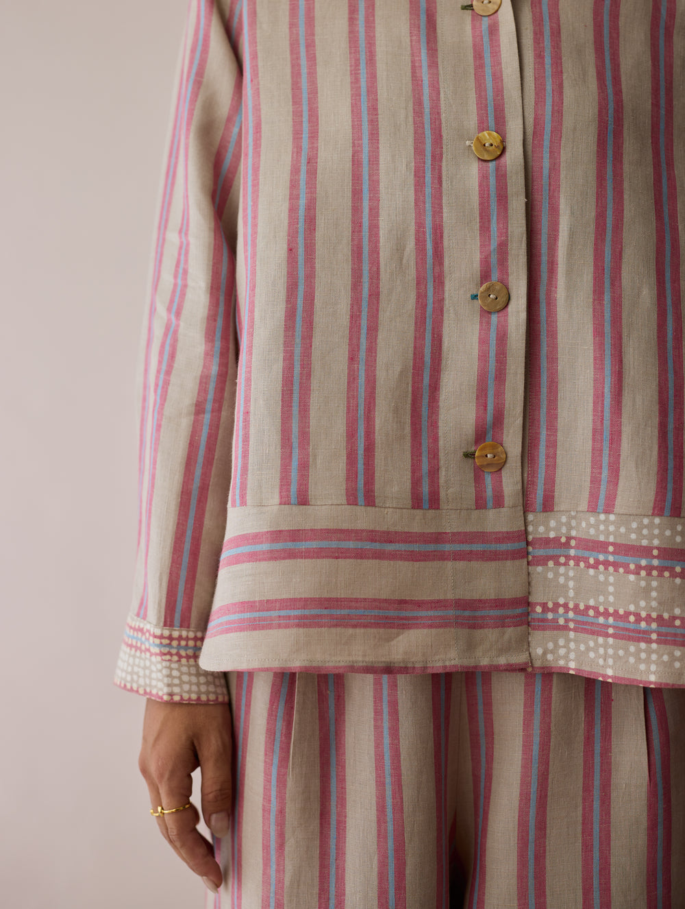 Erra Block-Printed Linen Co-ord Set - Natural
