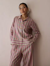 Erra Block-Printed Stripe Linen Shirt - Natural