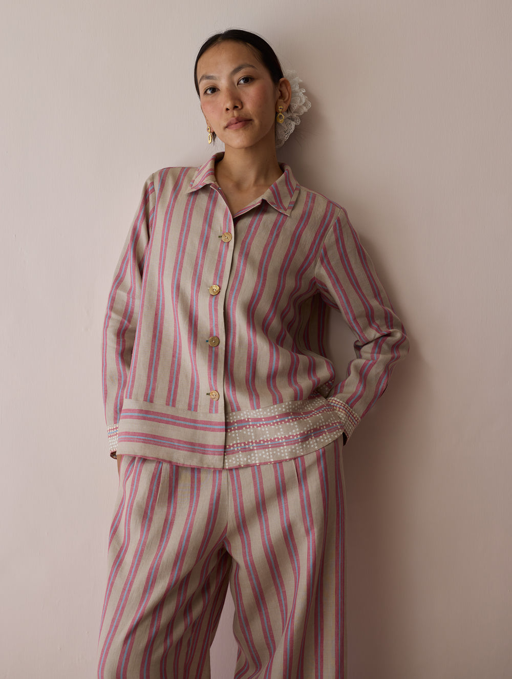 Erra Block-Printed Linen Co-ord Set - Natural
