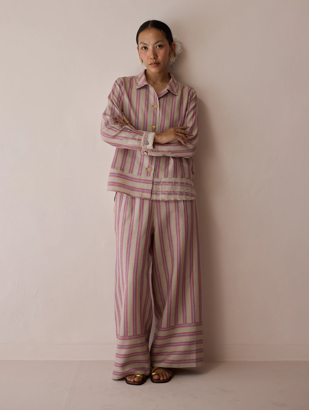 Erra Block-Printed Linen Co-ord Set - Natural