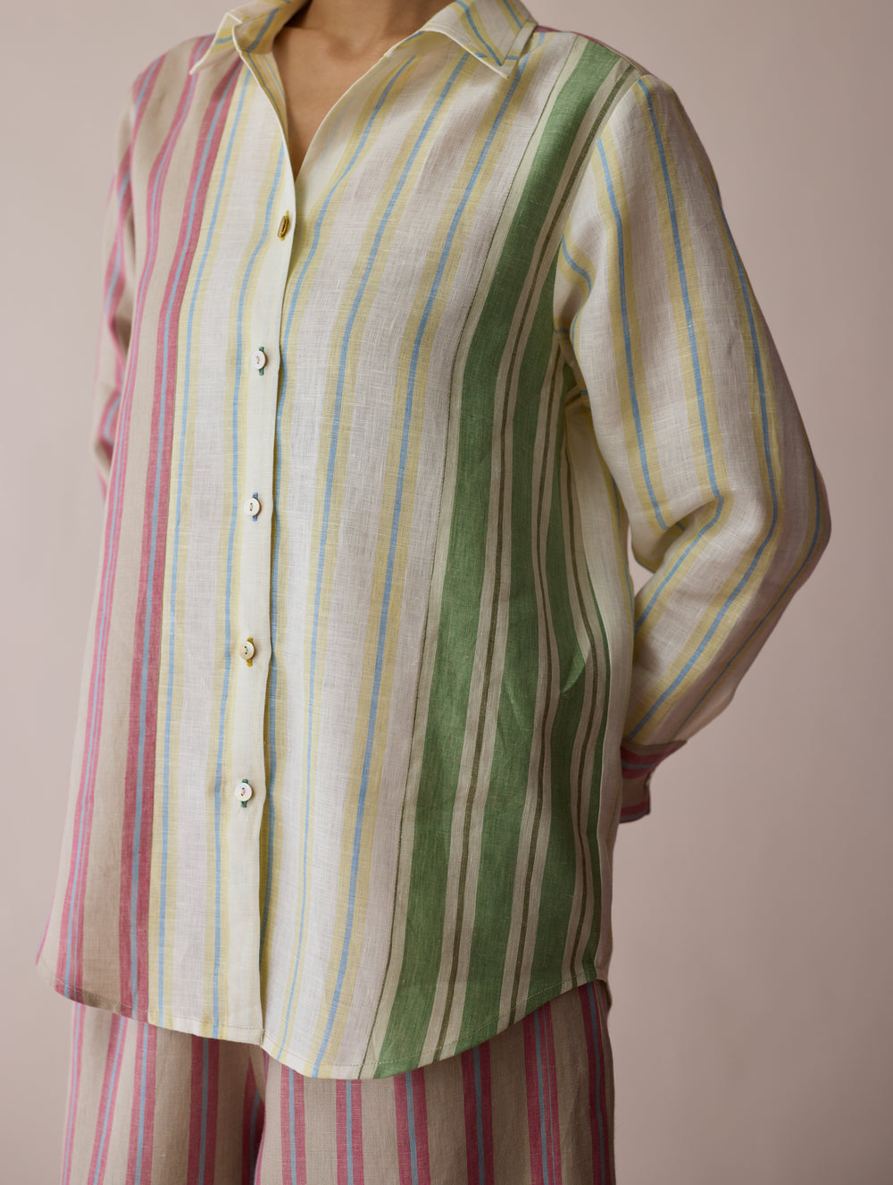 Leena Patchwork Stripe Linen Shirt